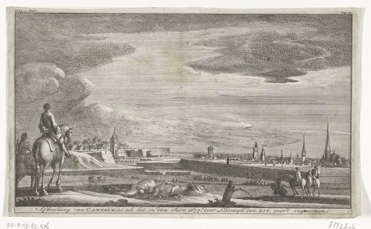 Widok Cambrai, 1677 Wizerunek Cameryka, tak jak jest, w 1677 r. przez Lodewyka XIV. został zabrany (tytuł na obiekcie) autorstwa Anonymous