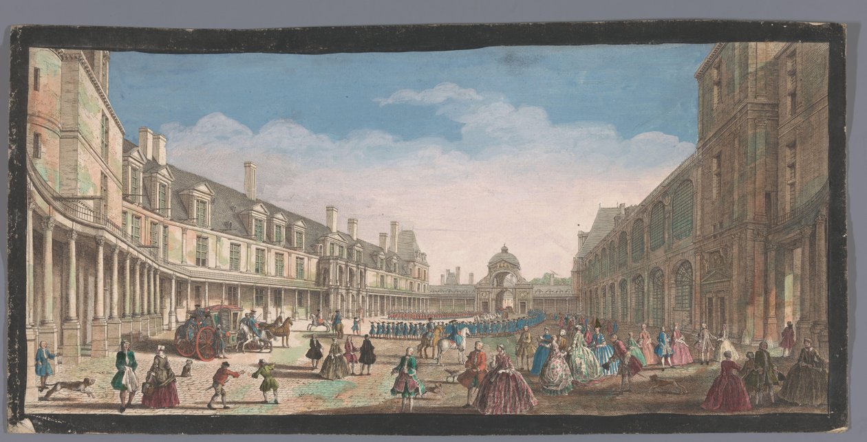 Widok na Cour Ovale Palais de Fontainebleau Veüe de la Cour Ovale de Fontainebleau (tytuł na obiekcie) autorstwa Anonymous