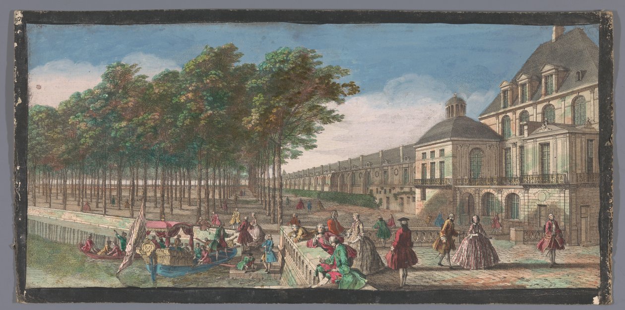Gezicht op de Cour de la Fontaine van het Pałac Fontainebleau Widok skrzydła Chateau de Fontainebleau, zaczerpnięty z Cour des Fontaines w Paryżu (tytuł na obiekcie) autorstwa Anonymous