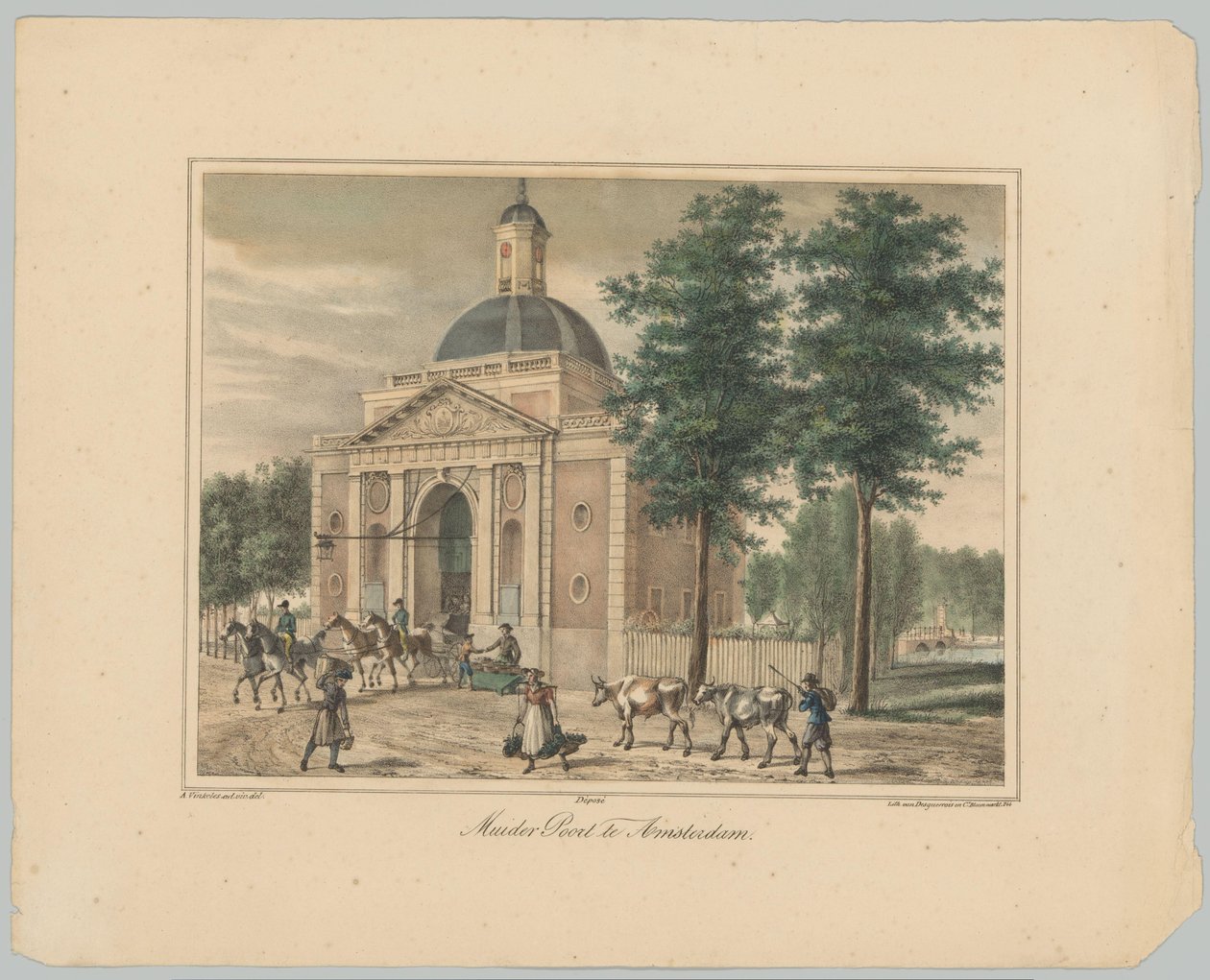 Widok na Muiderpoort w Amsterdamie Muider Poort w Amsterdamie (tytuł na obiekcie) Twarze sześciu głównych bram miasta Amsterdam. 1. Cahier (tytuł serii) autorstwa Anonymous