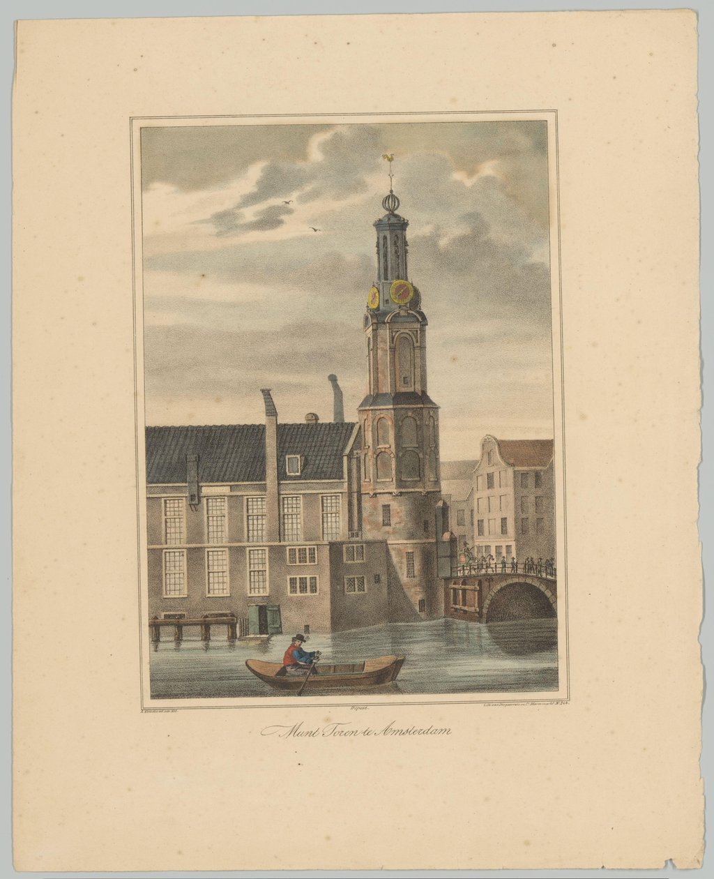 Widok na Munttoren w Amsterdamie Coin Tower w Amsterdamie (tytuł na obiekcie) Twarze sześciu głównych wież miasta Amsterdam. 2. Cahier (tytuł serii) autorstwa Anonymous