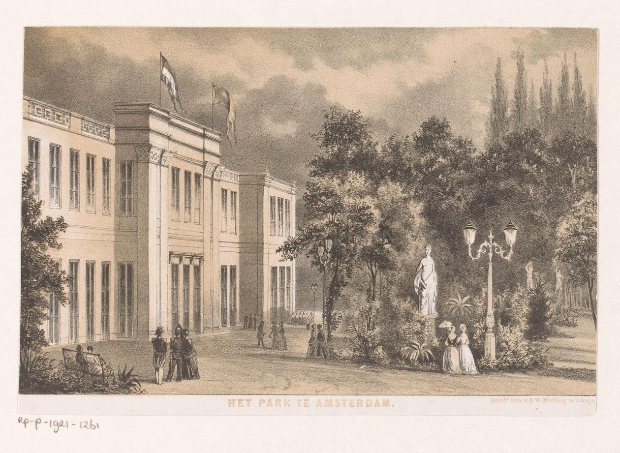 Widok na Parkzaal w parku Wertheimer Park w Amsterdamie 1852 (tytuł na obiekcie) autorstwa Anonymous