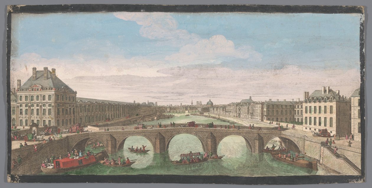 Widok na Pont Royal nad Sekwaną w Paryżu, w kierunku Pont Neuf Vuë Privé de Paris, award du Pont Royal zdaniem vers le Pont Neuf (tytuł na obiekcie) autorstwa Anonymous