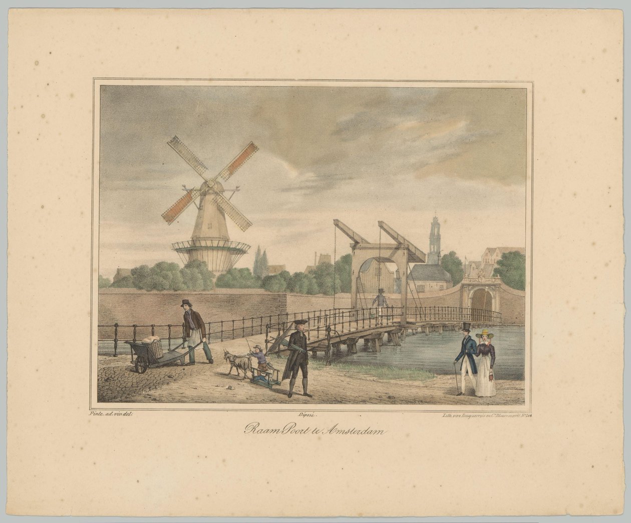 Widok na Raampoort w Amsterdamie Window Gate w Amsterdamie (tytuł na obiekcie) Twarze sześciu głównych bram miasta Amsterdam. 1. Cahier (tytuł serii) autorstwa Anonymous