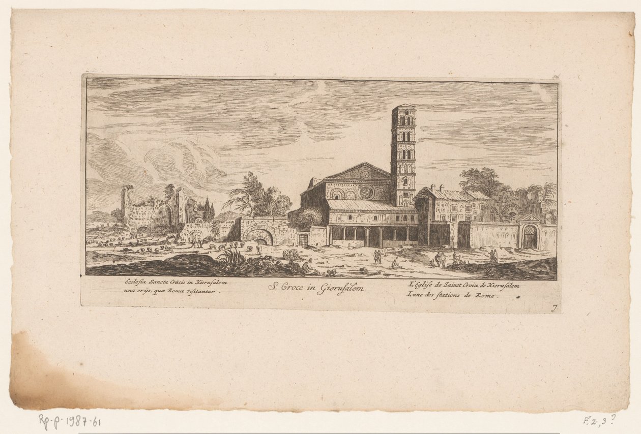 Gezicht op de Santa Croce in Gerusalemme, te Rome S. Croce in Gierusalem / Kościół Świętego Krzyża w Jerozolimie jeden (...) / L