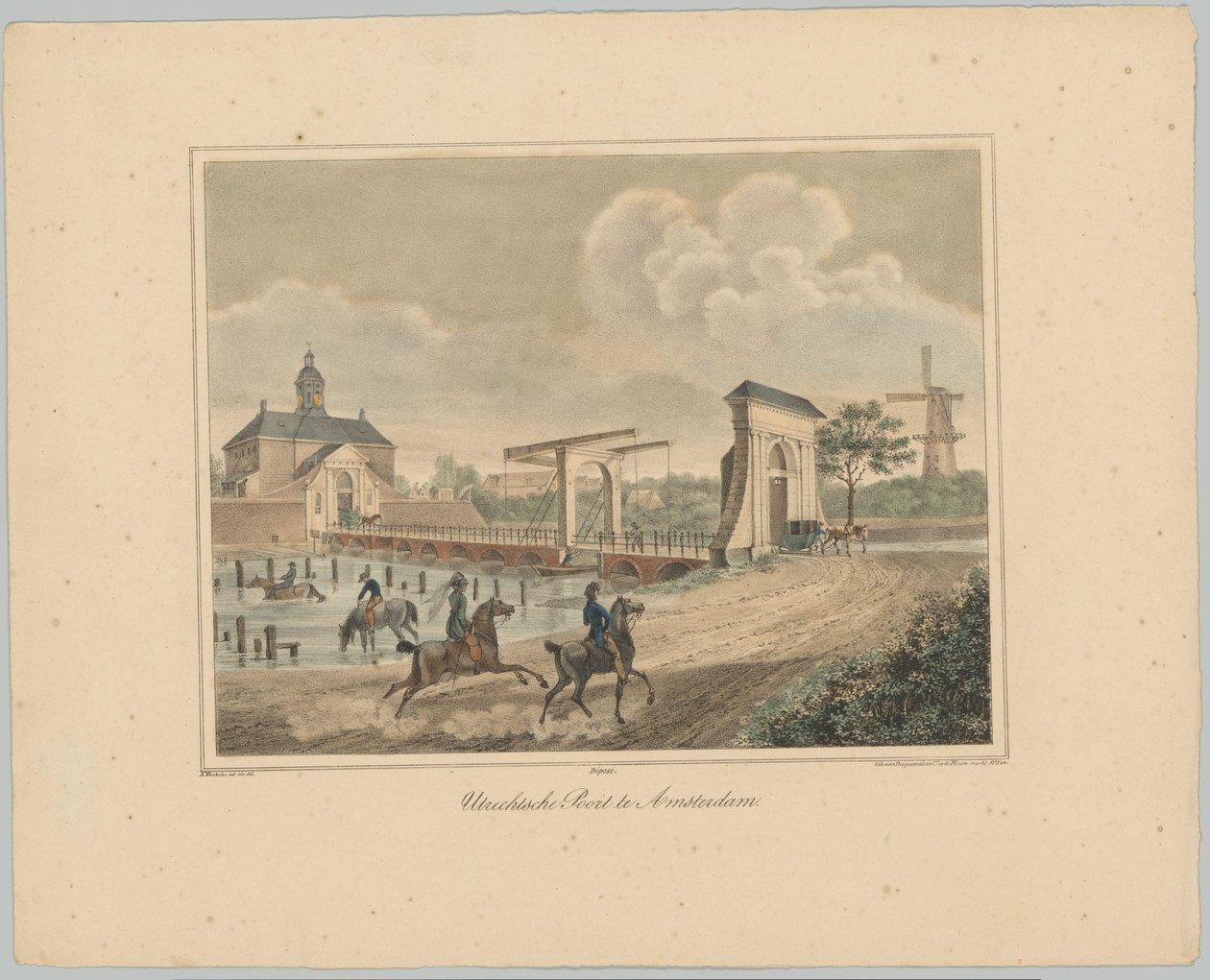 Widok na bramę Utrecht w Amsterdamie Utrechtse Poort w Amsterdamie (tytuł na obiekcie) Twarze sześciu głównych bram miasta Amsterdam. 1. Cahier (tytuł serii) autorstwa Anonymous