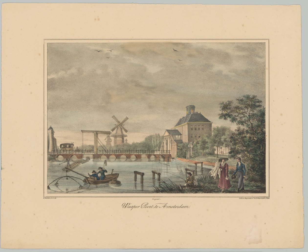 Widok na Weesperpoort w Amsterdamie Weesper Poort w Amsterdamie (tytuł na obiekcie) Twarze sześciu głównych bram miasta Amsterdam. 1. Cahier (tytuł serii) autorstwa Anonymous