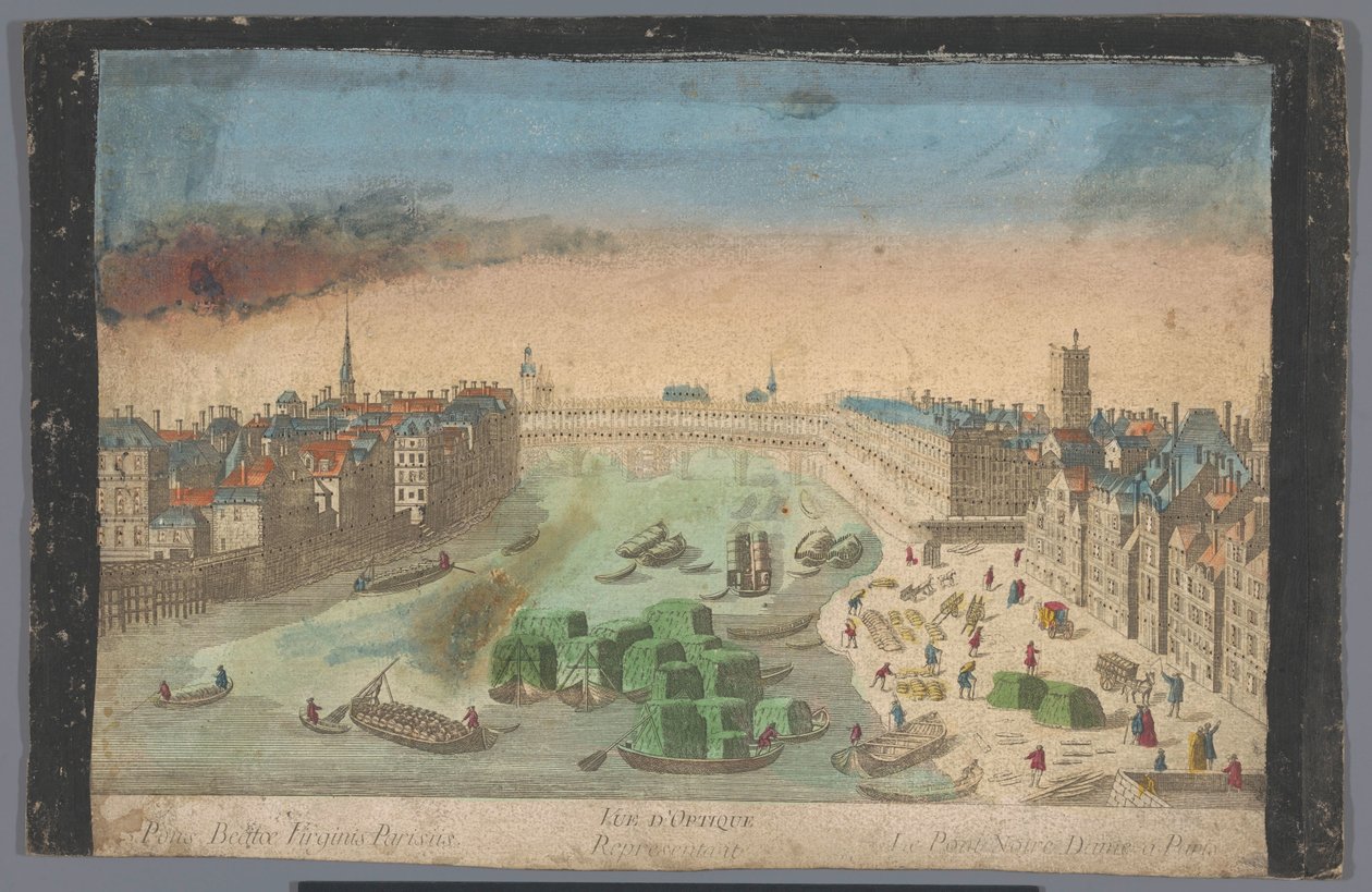 Widok na zbudowany Pont Notre-Dame nad Sekwaną w Paryżu Przedstawiciel Vue d