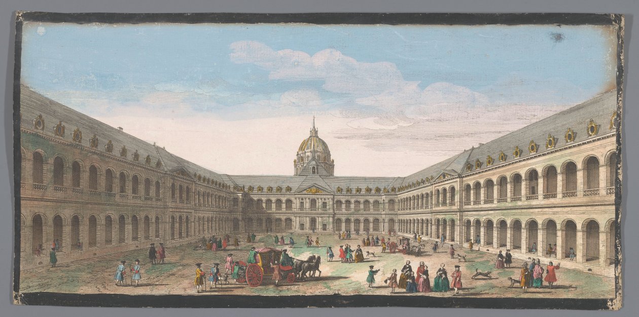 Widok na dziedziniec hotelu des Invalides w Paryżu Vüe ​​de la grande cour de l