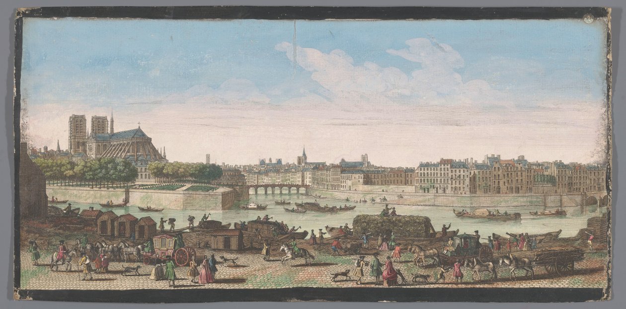 Gezicht op de stad Parijs gezien vanaf de Quai de Miramion Kolejny szczególny widok na Paryż, od Notre Dame do Pont de la Tournelle (tytuł na obiekcie) autorstwa Anonymous