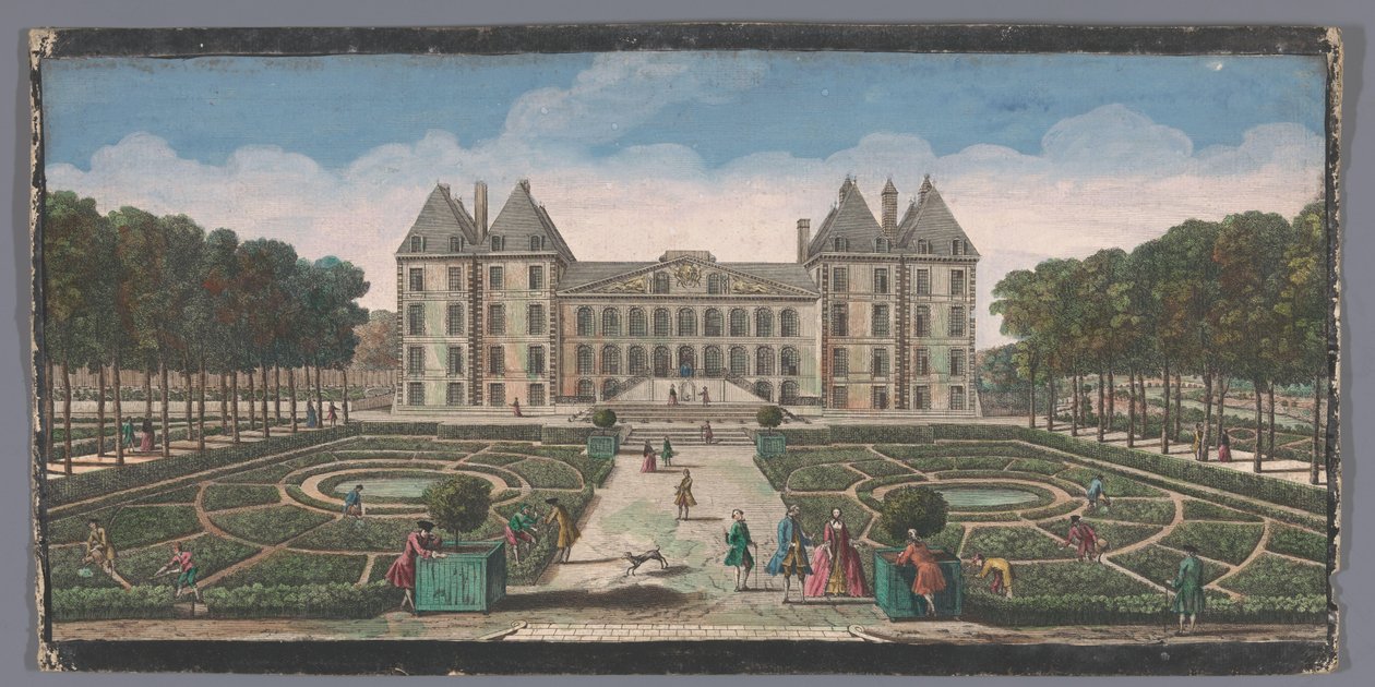 Gezicht op de tuin en het Château de Saint-Maur Widok na Chateau Royal de Saint Maur od strony ogrodu (tytuł na obiekcie) autorstwa Anonymous