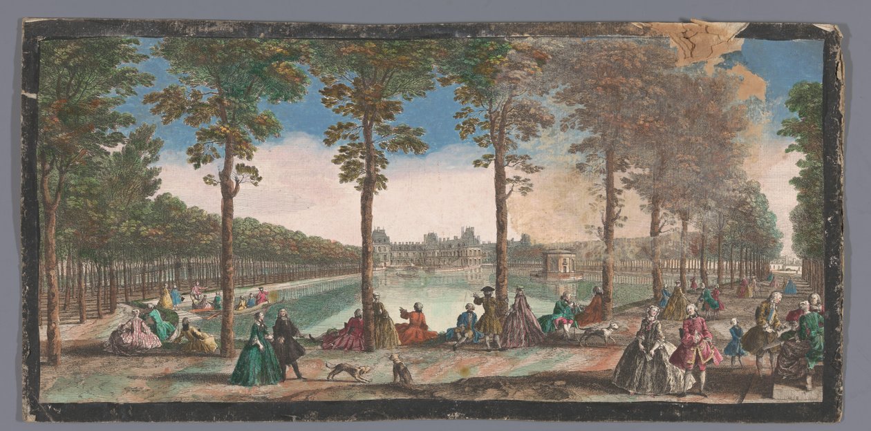 Widok na staw z ogrodu Palais de Fontainebleau Veüe de l