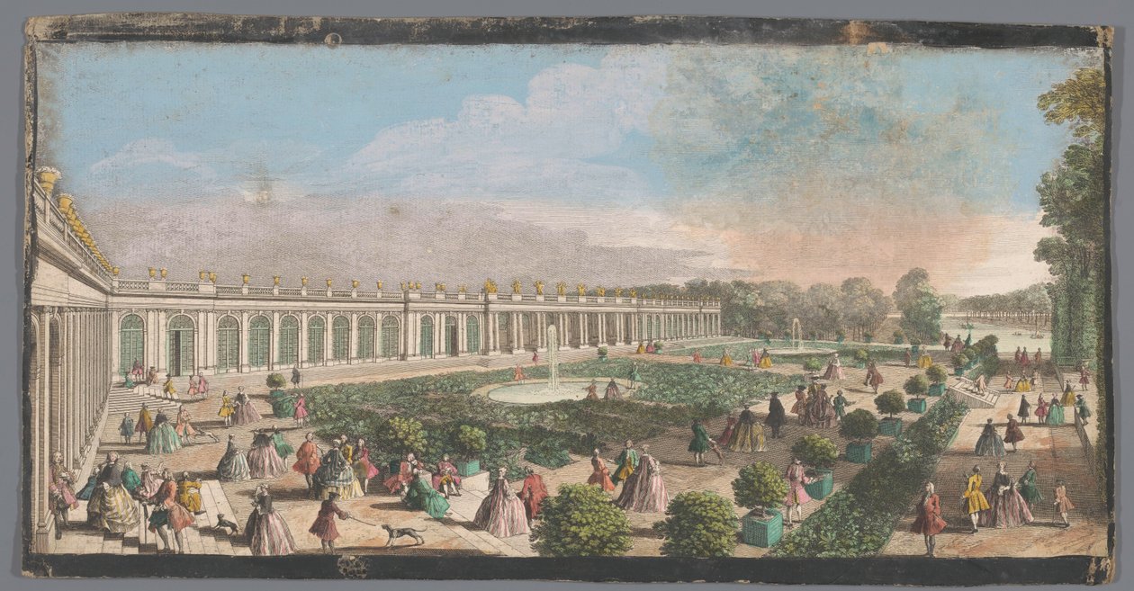 Widok Grand Trianon w ogrodzie wersalskim Widok na Château de Trianon od strony parteru (tytuł na obiekcie) autorstwa Anonymous