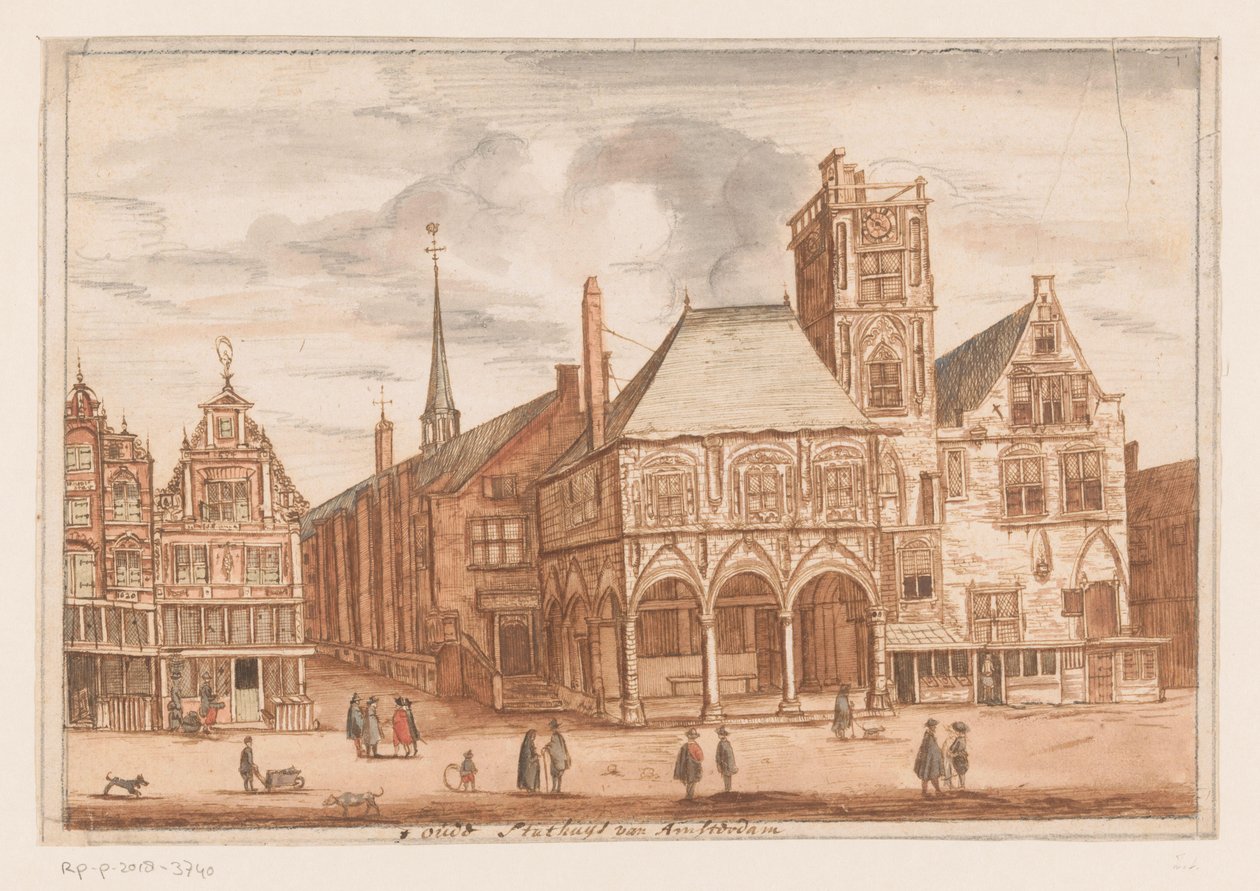 Widok na Stary Ratusz w Amsterdamie Old Stadhuys of Amsterdam (tytuł na obiekcie) autorstwa Anonymous