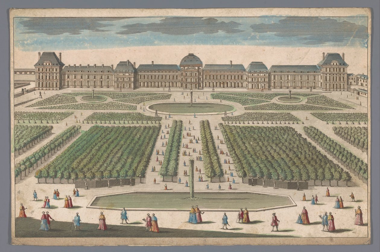 Widok na Palais des Tuileries w Paryżu widziany z Jardin des Tuileries autorstwa Anonymous
