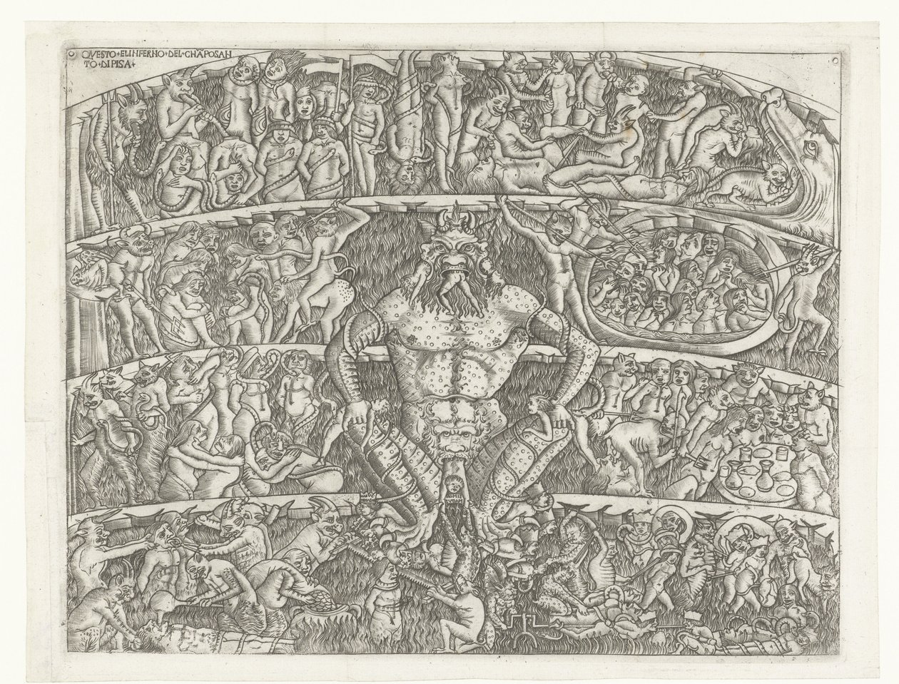 Piekło z Szatanem i kara grzeszników przez demony Questo el inferno del chapo santo di Pisa (tytuł na obiekcie) autorstwa Anonymous