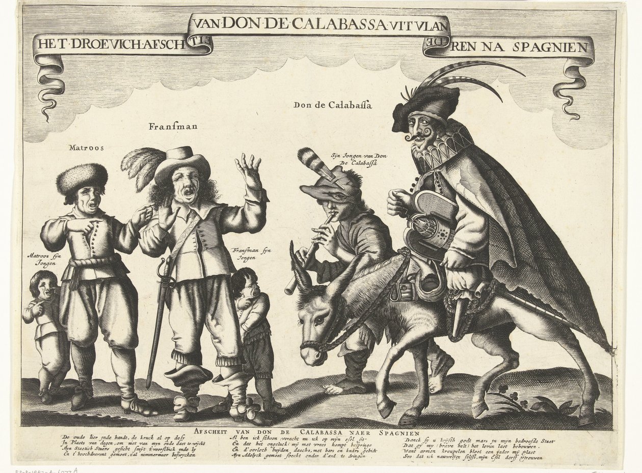 Smutne pożegnanie Don de Calabassa z Flandrii i powrót do Hiszpanii, 1646 Pożegnanie Droevicha z Don de Calabassa z Flandrii po Spagnien (tytuł na obiekcie) autorstwa Anonymous