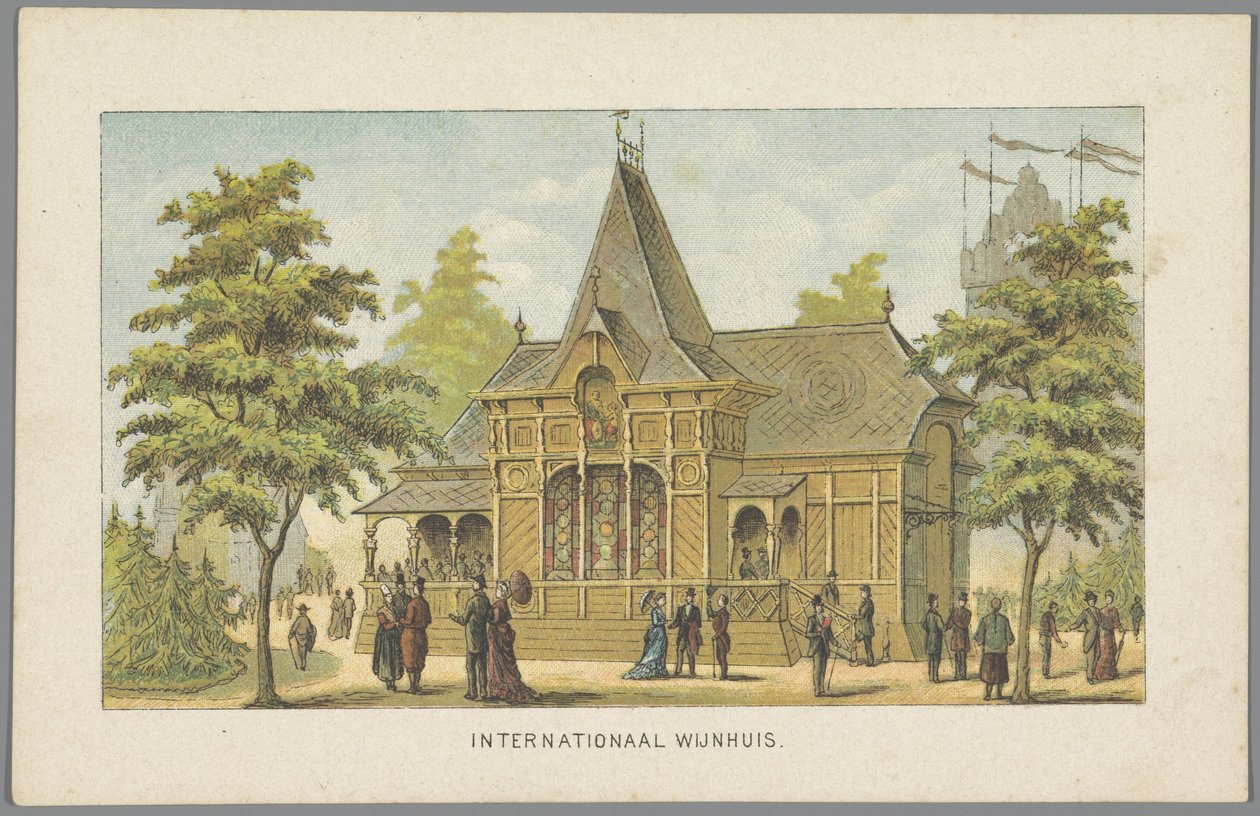 Międzynarodowa winiarnia na Wystawie Światowej w Amsterdamie, 1883 Międzynarodowa winiarnia (tytuł na obiekcie) Pamięć Amsterdamu w 1883 roku (tytuł serii na obiekcie) autorstwa Anonymous