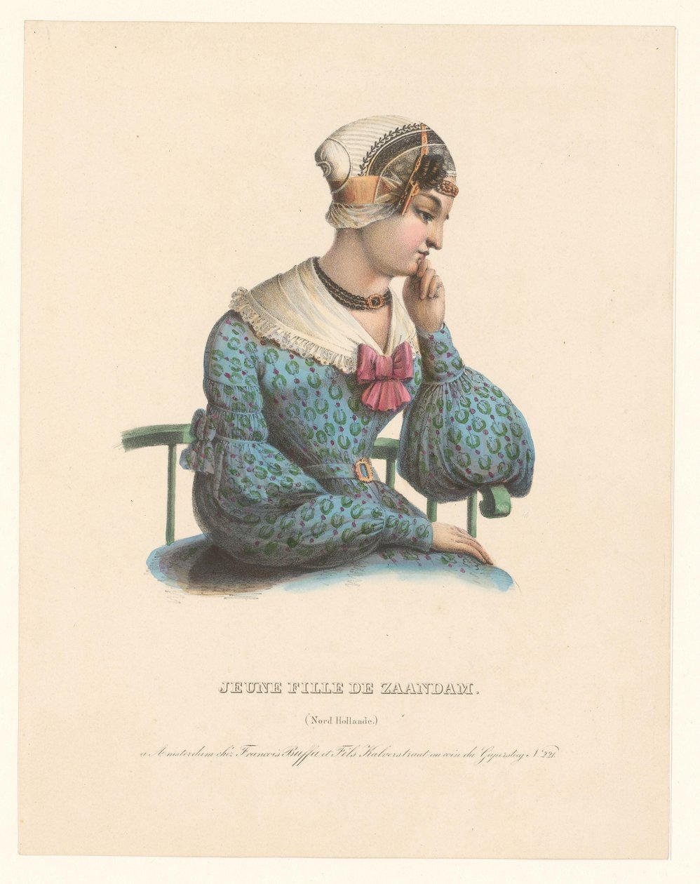 Młoda kobieta w tradycyjnym stroju z Zaandam Jeune fille de Zaandam (Nord Hollande) (tytuł na obiekcie) autorstwa Anonymous