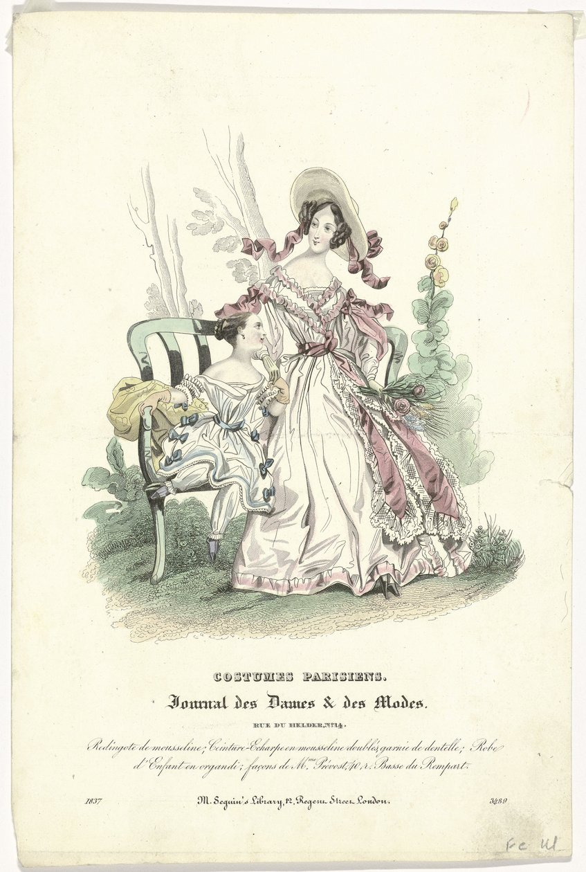 Journal des Dames et des Modes, Costumes Parisiens, 1837, (3489): Redingote muślin (...) autorstwa Anonymous