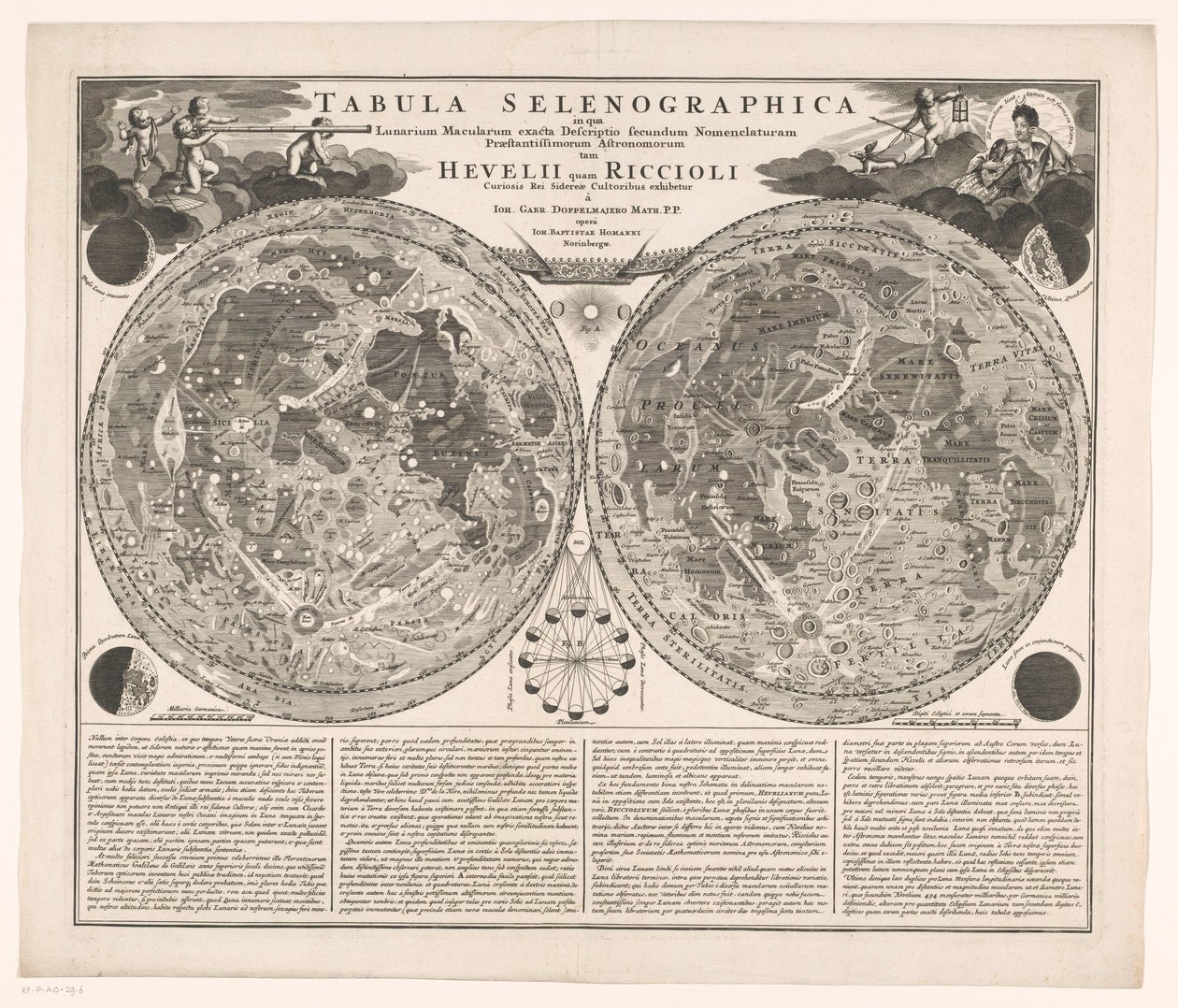 Kaart van de Maan Mapa selenograficzna z dokładnym opisem plam księżycowych (...) (tytuł na obiekcie) autorstwa Anonymous