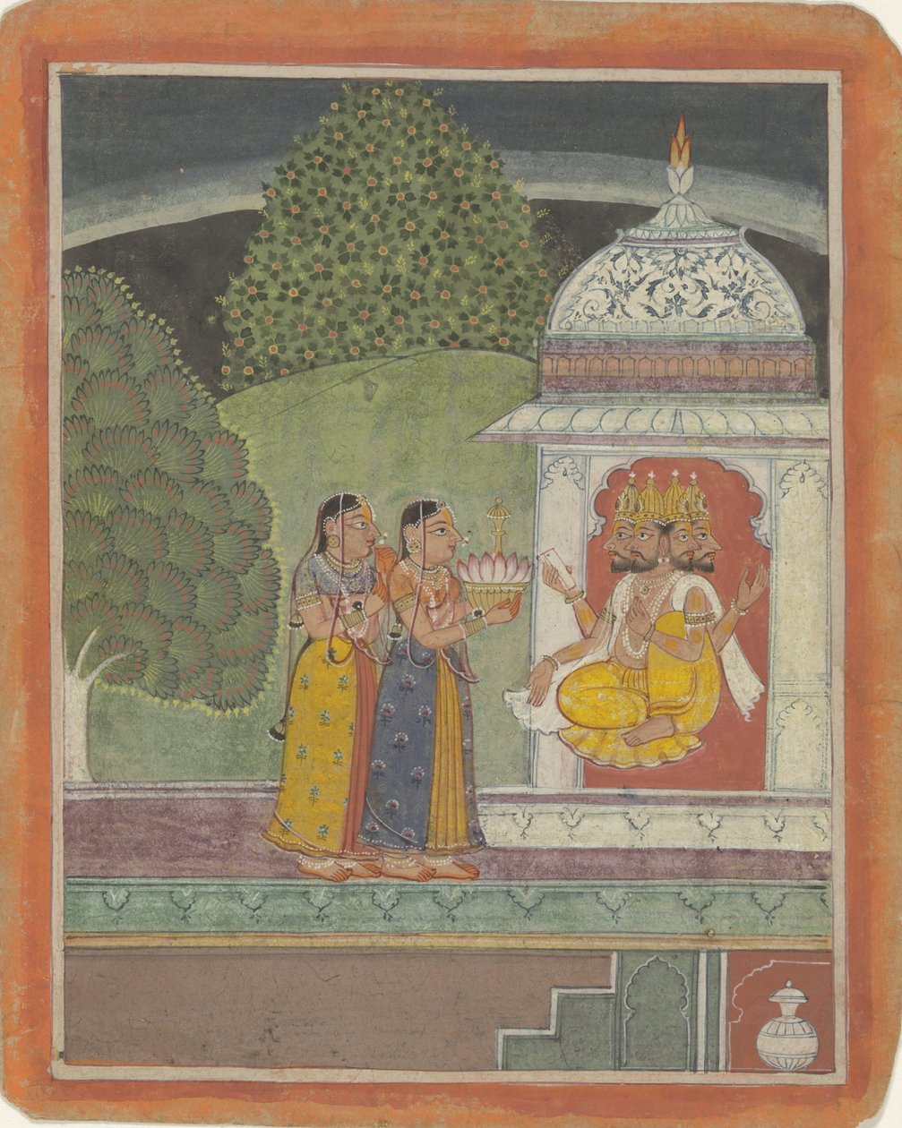 Khambavati Ragini spotkał Boga Brahmana autorstwa Anonymous