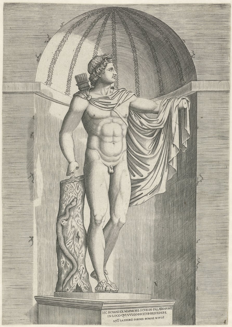 Klasyczna statua Apollo Belvedere w niszy autorstwa Anonymous