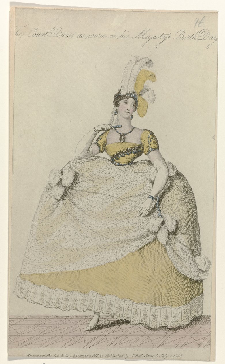 La Belle Assemblee, 1 lipca 1808, nr 32: Strój dworski (...) autorstwa Anonymous