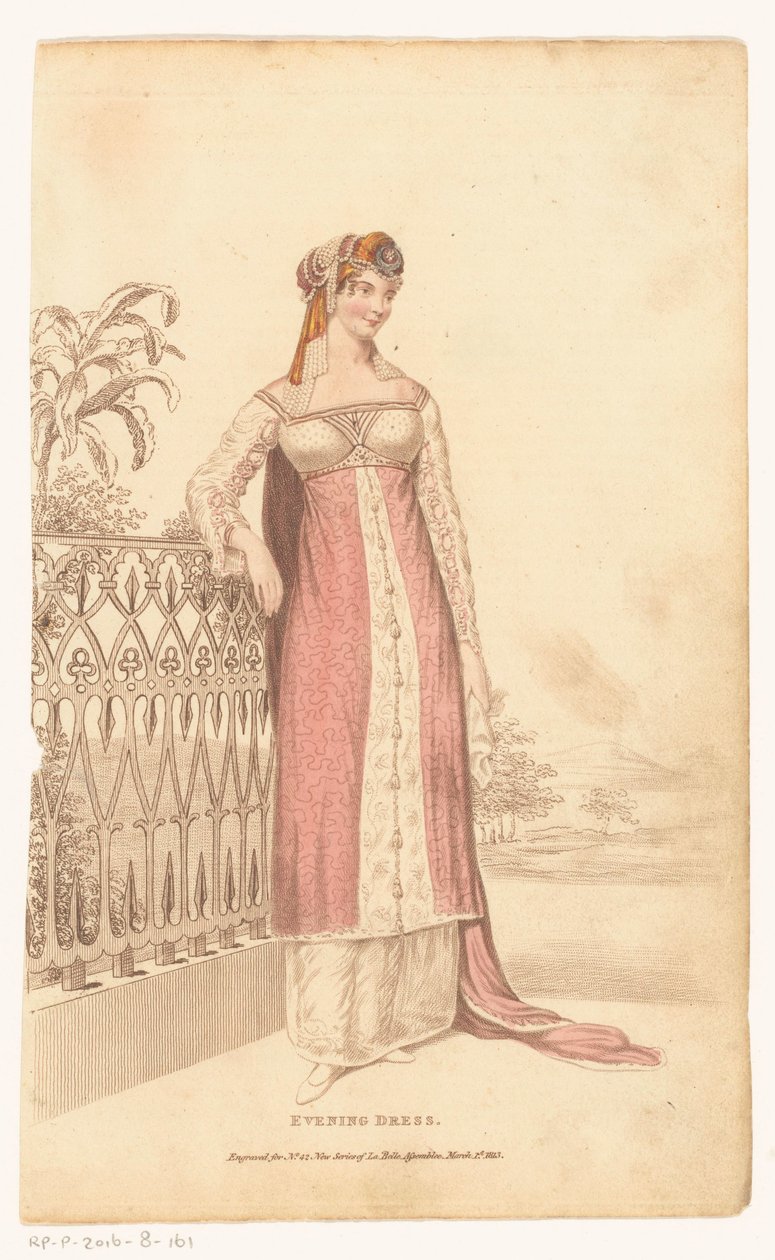 La Belle Assemblee, 1 marca 1813, nr 42 (Nowa seria): Suknia wieczorowa autorstwa Anonymous