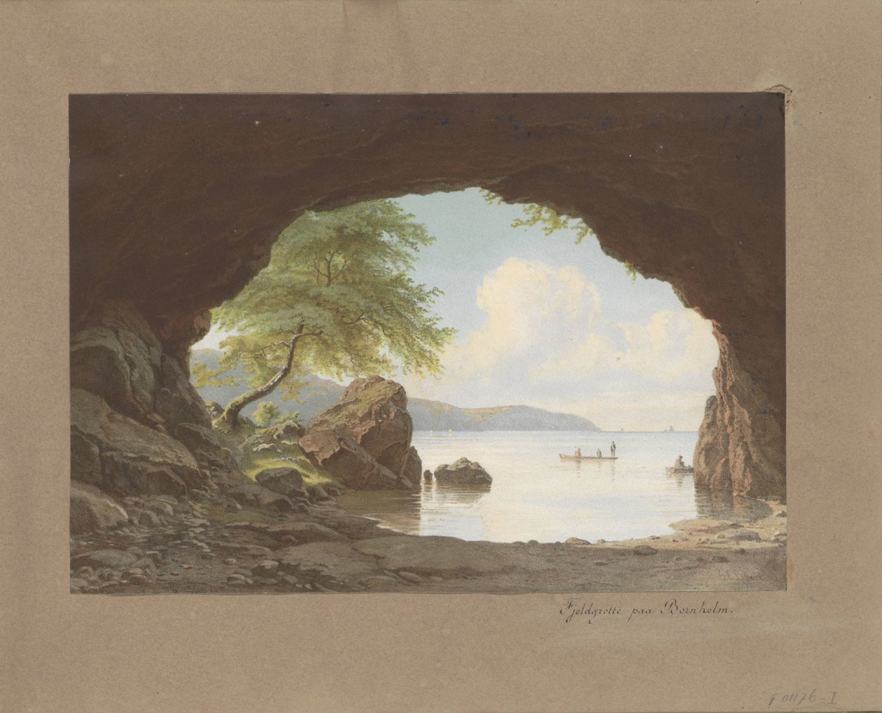 Pejzaż po obrazie Fjeldgrotte paa Bornholm autorstwa G.E. Libert Jaskinia Fjeld paa Bornholm (tytuł na obiekcie) autorstwa Anonymous
