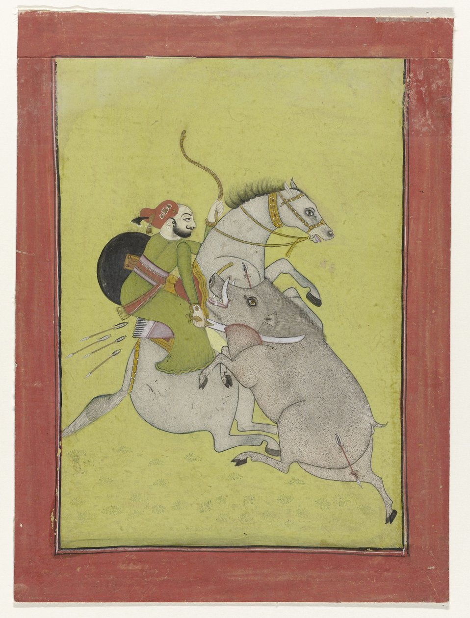 Maharao Umed Singh z Bundicu Maharaja Umed Singh, zabija dzika autorstwa Anonymous