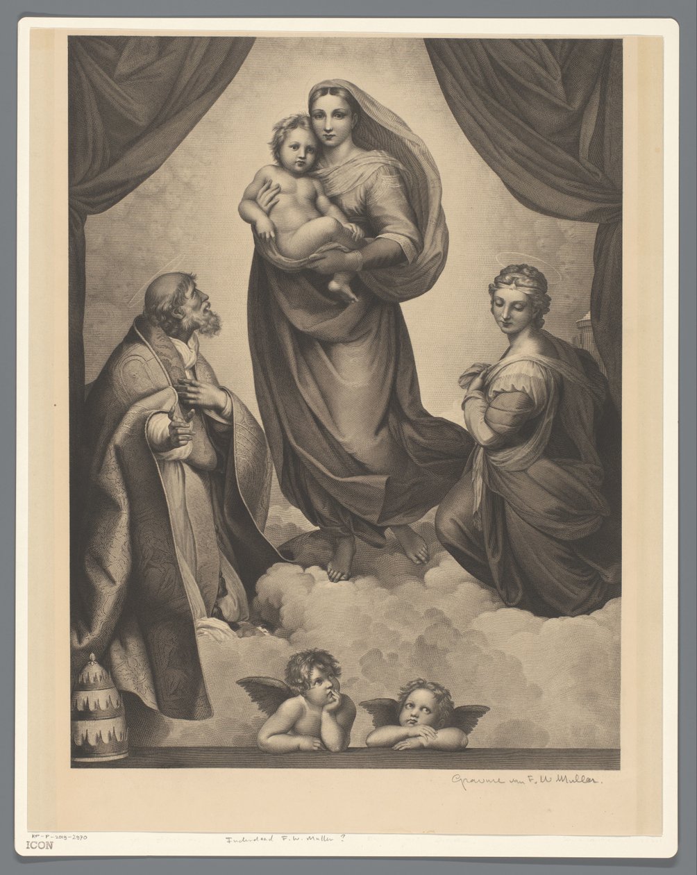 Maryja z Dzieciątkiem z H. Sykstusem i H. Barbara Madonna Sykstyńska autorstwa Anonymous