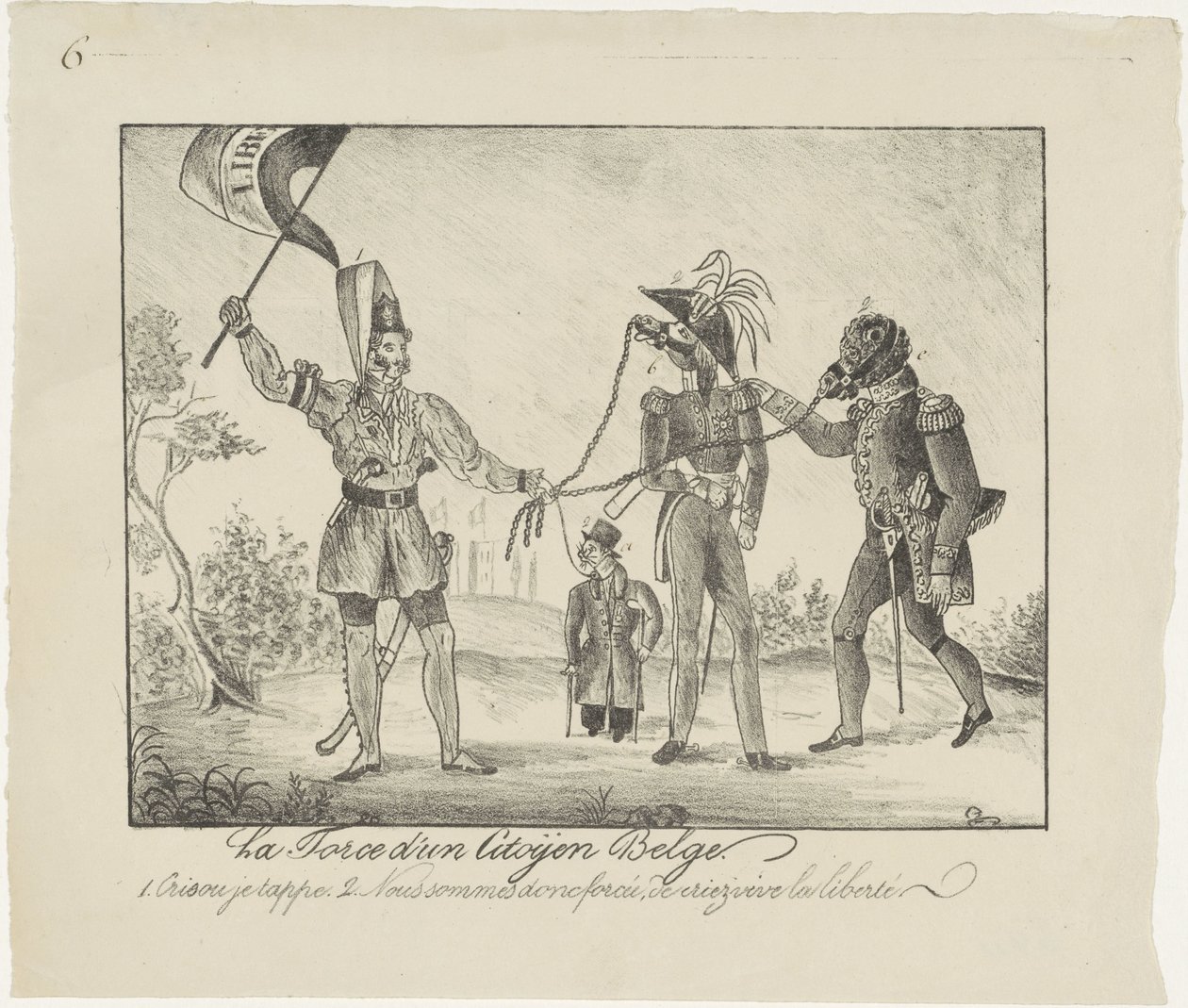 Zbuntowany Belg trzyma Holendrów na łańcuchu, 1830 La force d