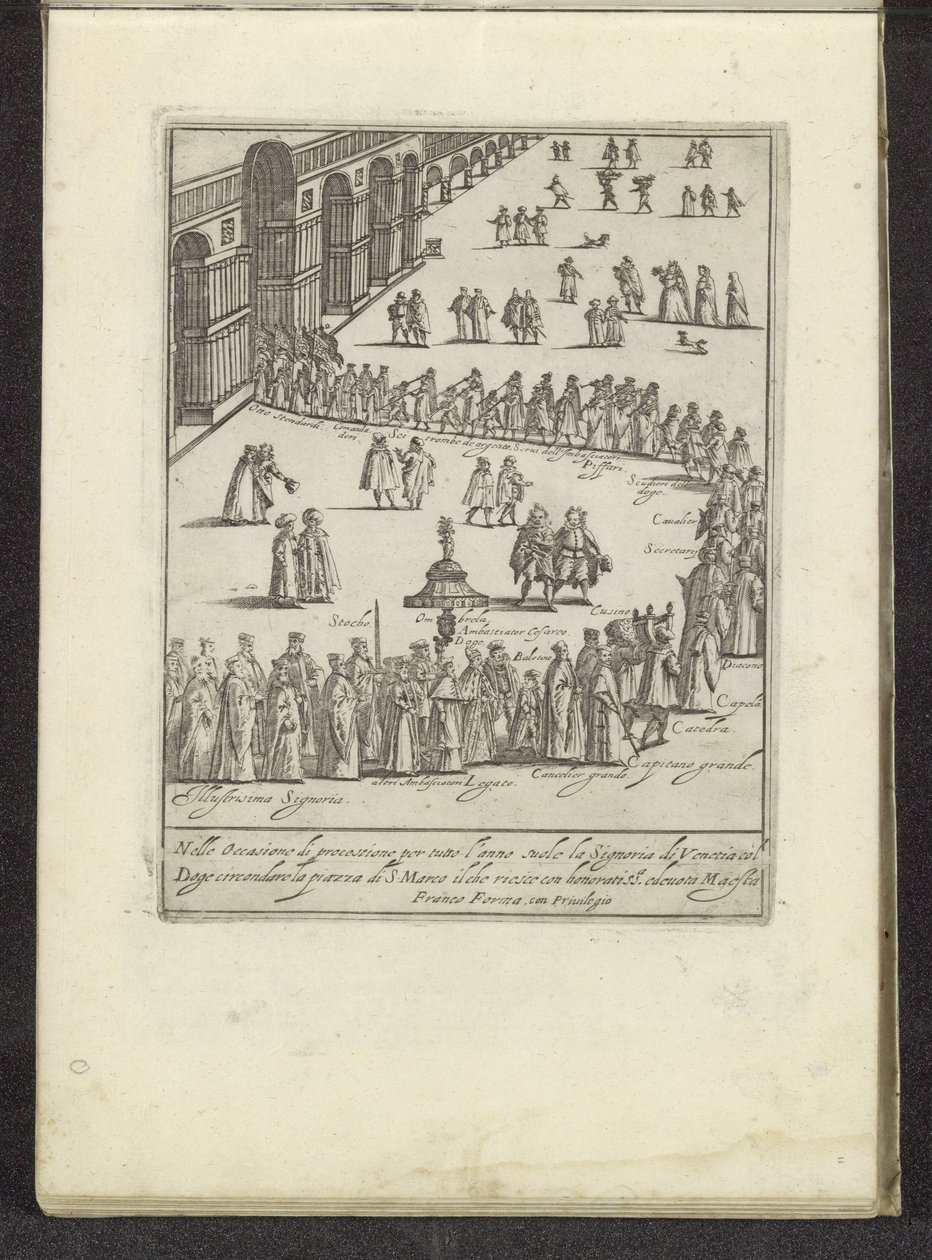 Optocht met de doge en Serenissima Signoria over het San Marcoplein te Venetië Scenes uit het Venetiaanse leven (tytuł serii) Habiti d