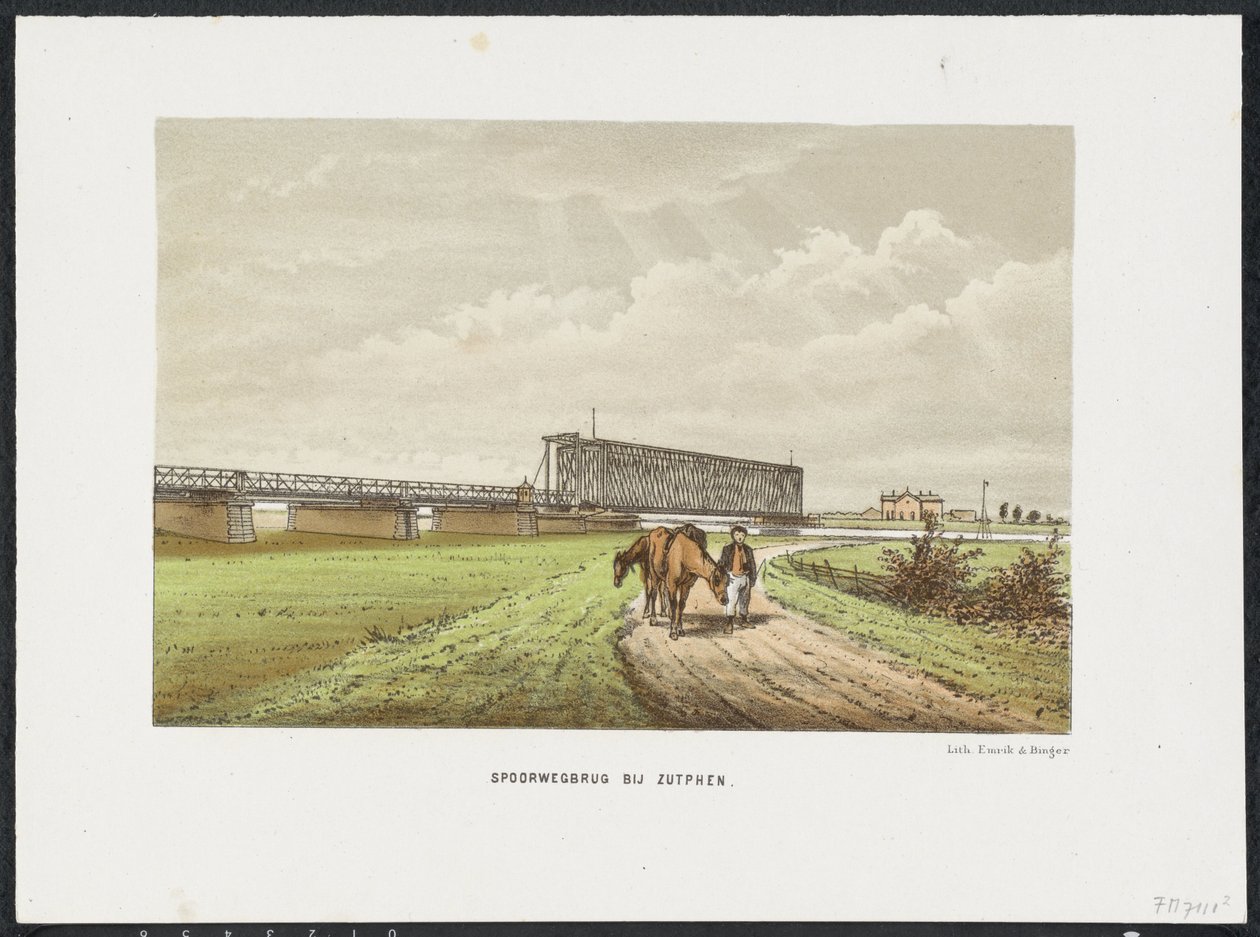 Stary most IJssel w pobliżu Zutphen, 1865 Most kolejowy w Westervoort (tytuł na obiekcie) Główne mosty kolejowe w Holandii (tytuł serii) autorstwa Anonymous