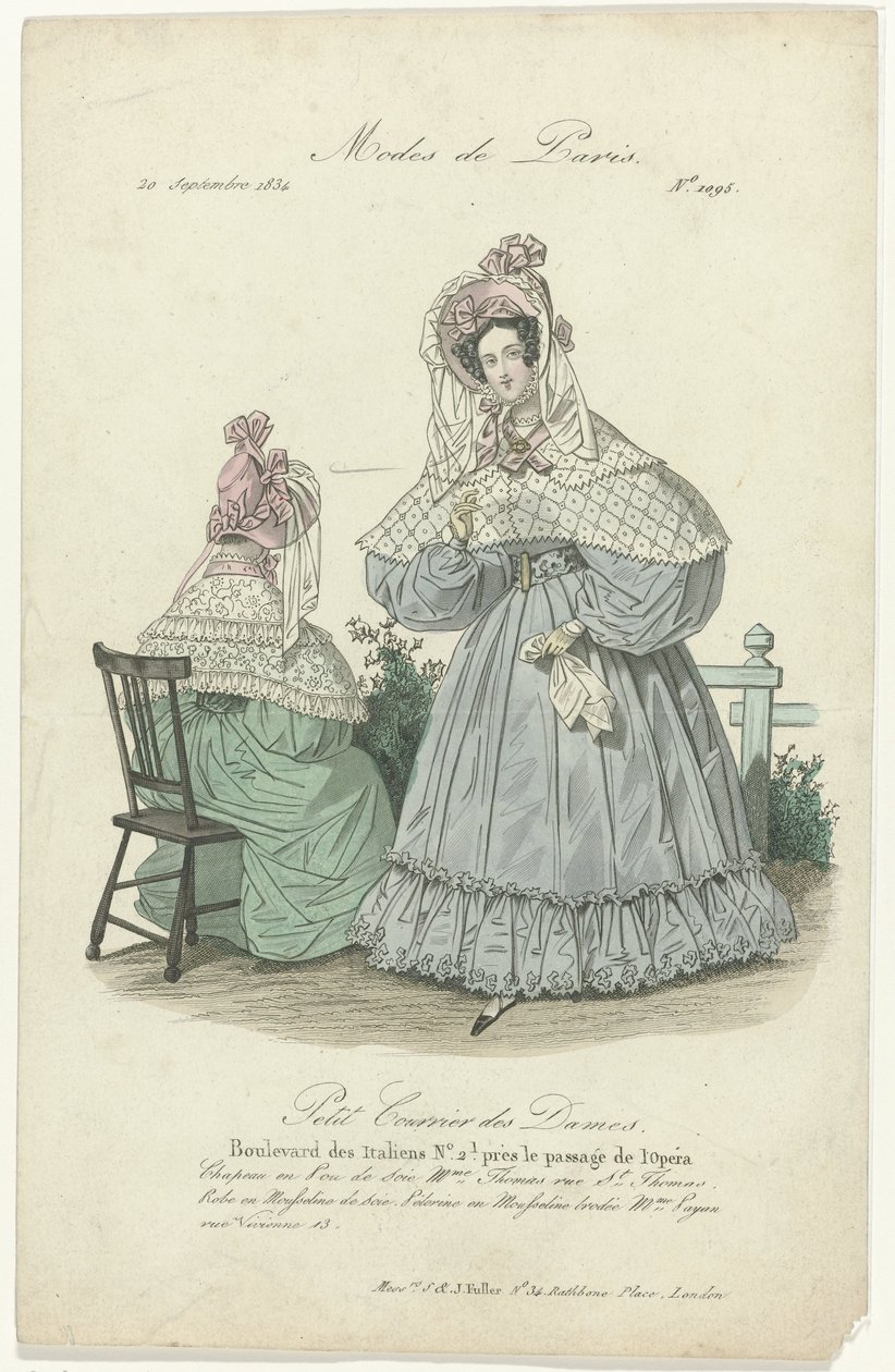 Petit Courrier des Dames, 20 września 1834, nr 1095: Kapelusz w Pou de Soi (...) autorstwa Anonymous