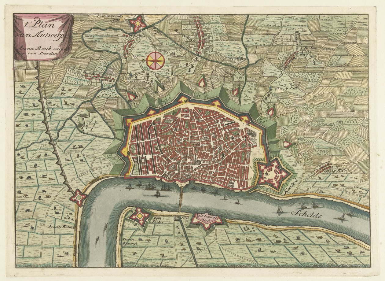 Mapa Antwerpii, ok. 1706 t