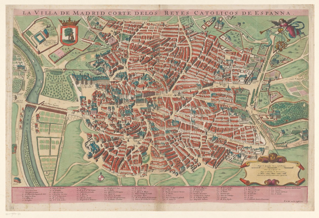 Plattegrond van Madryt Miasto Madryt dwór katolickich królów Hiszpanii (tytuł na obiekcie) autorstwa Anonymous