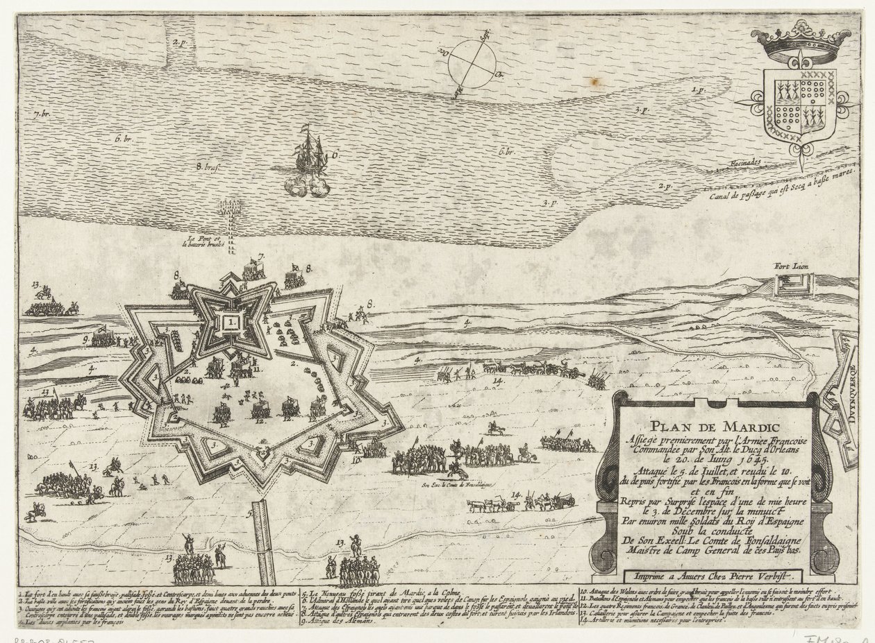 Mapa fortu Mardijk, 1645 Plan Mardic (tytuł na obiekcie) autorstwa Anonymous