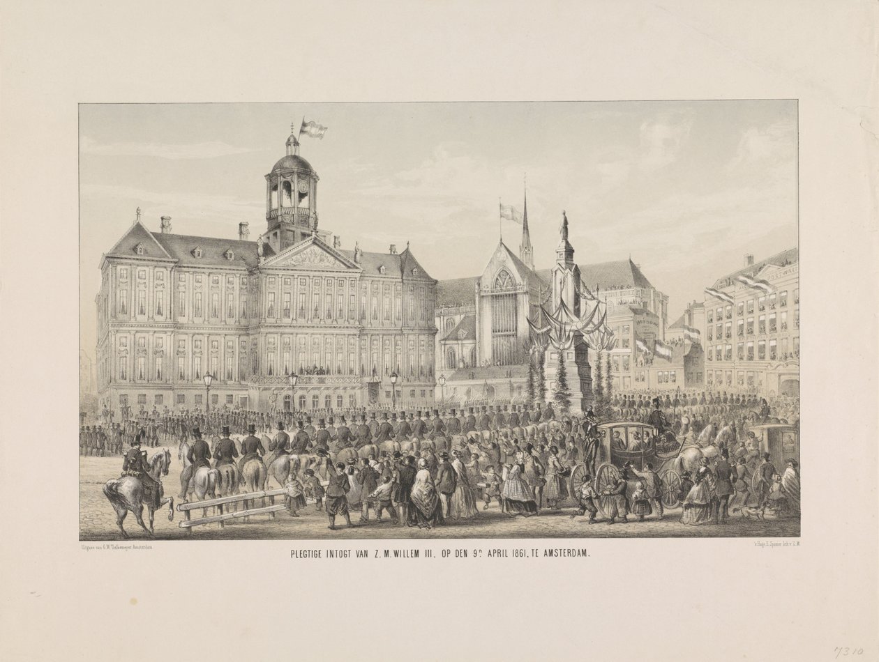 Uroczyste wejście H.M. Willema III, 9 kwietnia 1861 r. w Amsterdamie (tytuł na obiekcie) autorstwa Anonymous