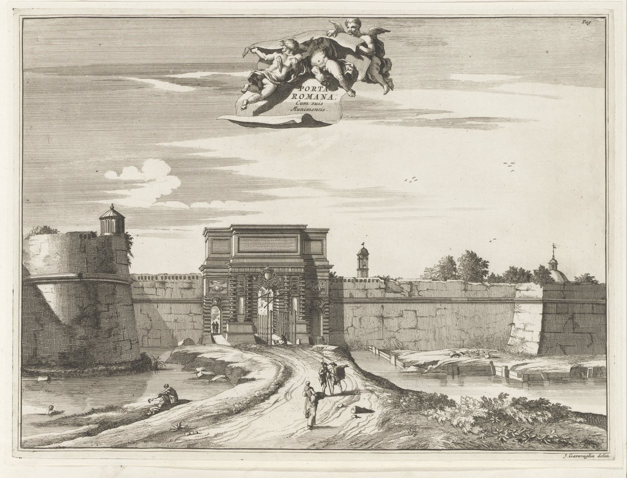 Porta Romana w Mediolanie Porta Romana cum suis Muninentis (tytuł na obiekcie) Budynki Magesyn der Italiaense (tytuł serii) autorstwa Anonymous