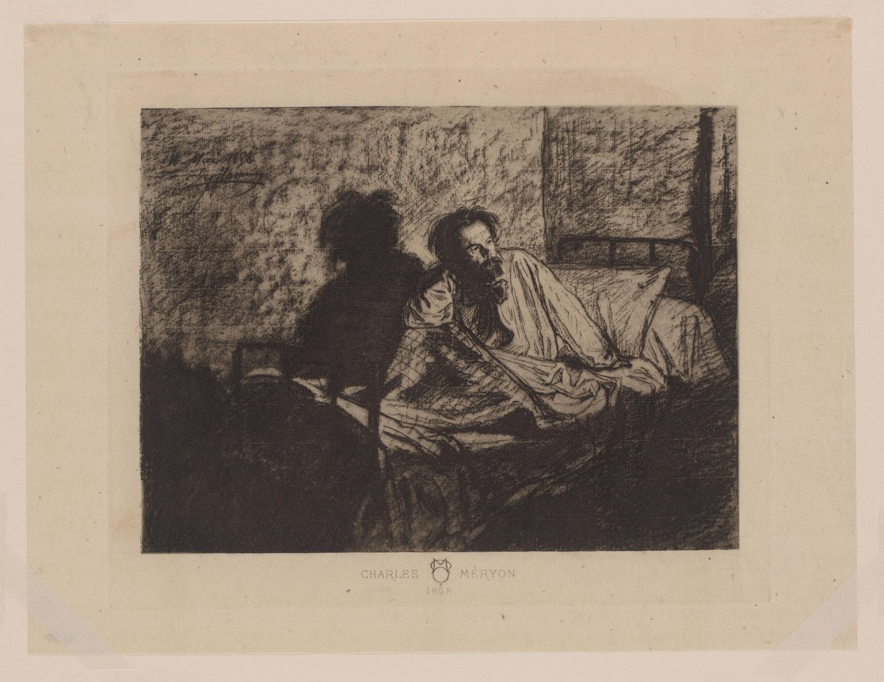 Portret Charlesa Meryona siedzącego w łóżku Charles Meryon 1858 (tytuł na obiekcie) autorstwa Anonymous