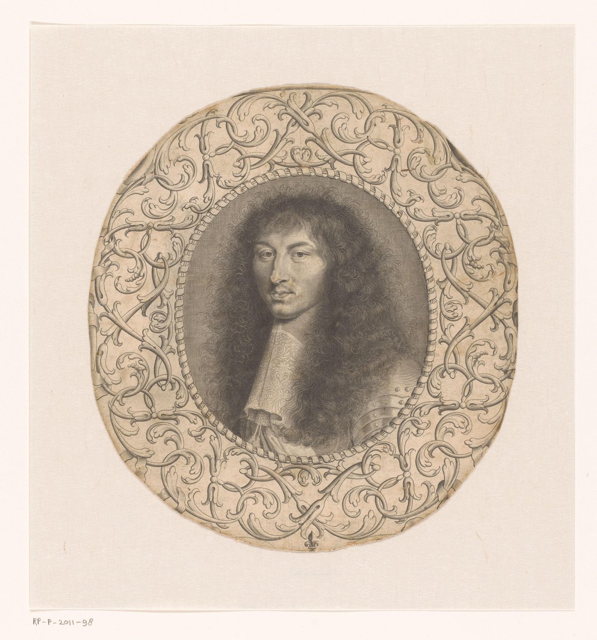 Portret Ludwika XIV otoczony ozdobną ramą z arabeskami autorstwa Anonymous