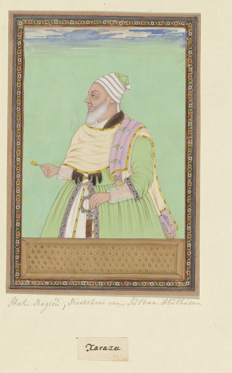 Portret Shah Raju, kierownika duchowego (pir) sułtana Abula Hasana autorstwa Anonymous
