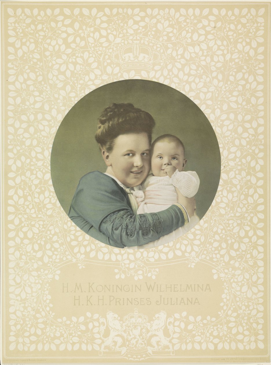 Portret Wilhelminy, królowej Holandii i Juliany, królowej Holandii autorstwa Anonymous
