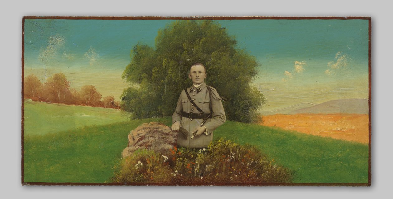 Portret nieznanego żołnierza w malowanym pejzażu autorstwa Anonymous