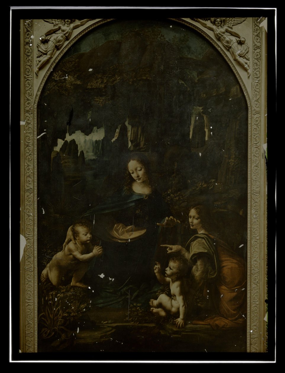 Reprodukcja Leonarda da Vinci, Dziewica na skałach, Luwr autorstwa Anonymous