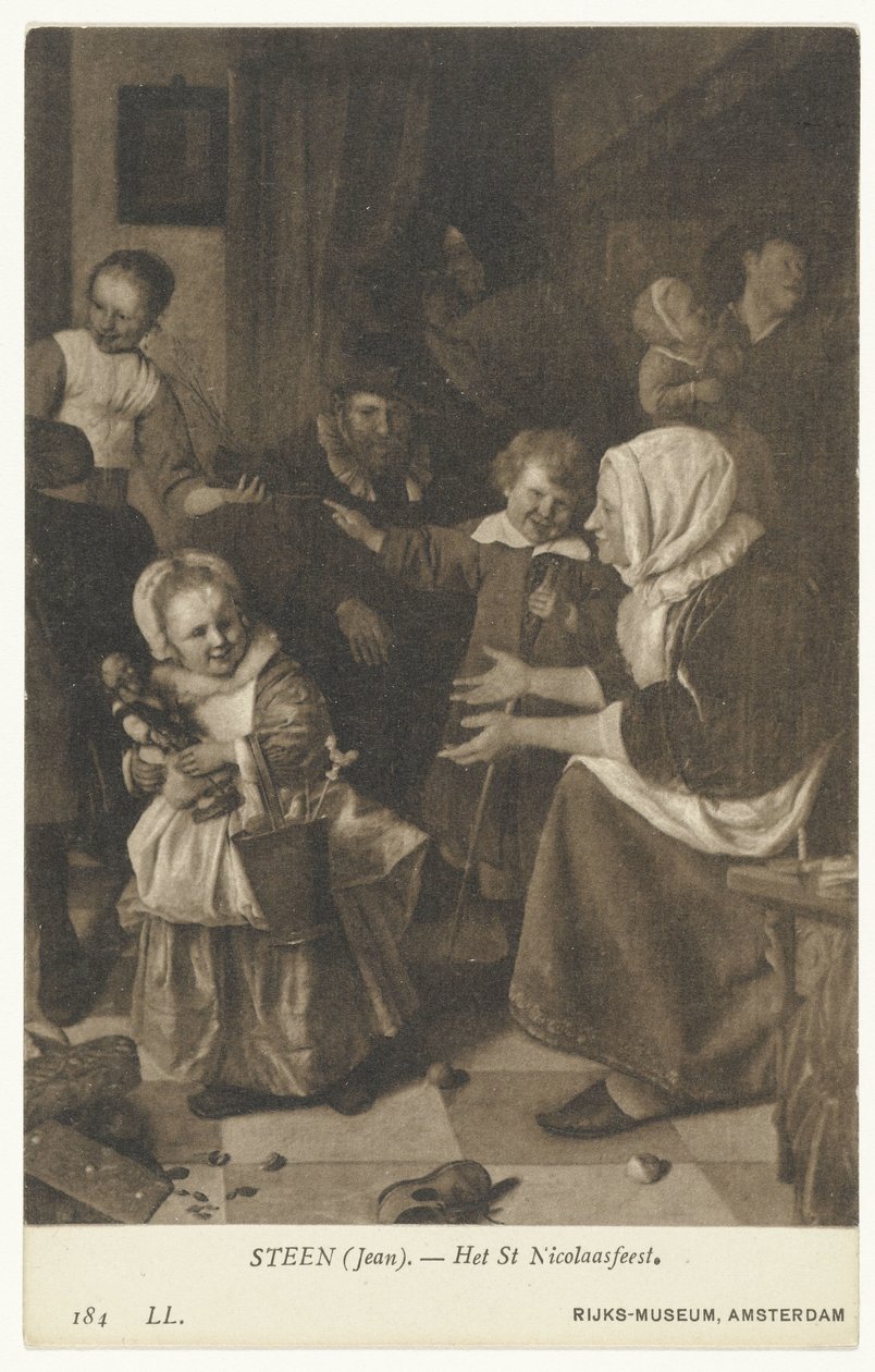 Reprodukcja obrazu Święto św Mikołaja Jana Steen Święto św Mikołaja (tytuł na obiekcie) Rijks-Museum, Amsterdam (tytuł serii) autorstwa Anonymous