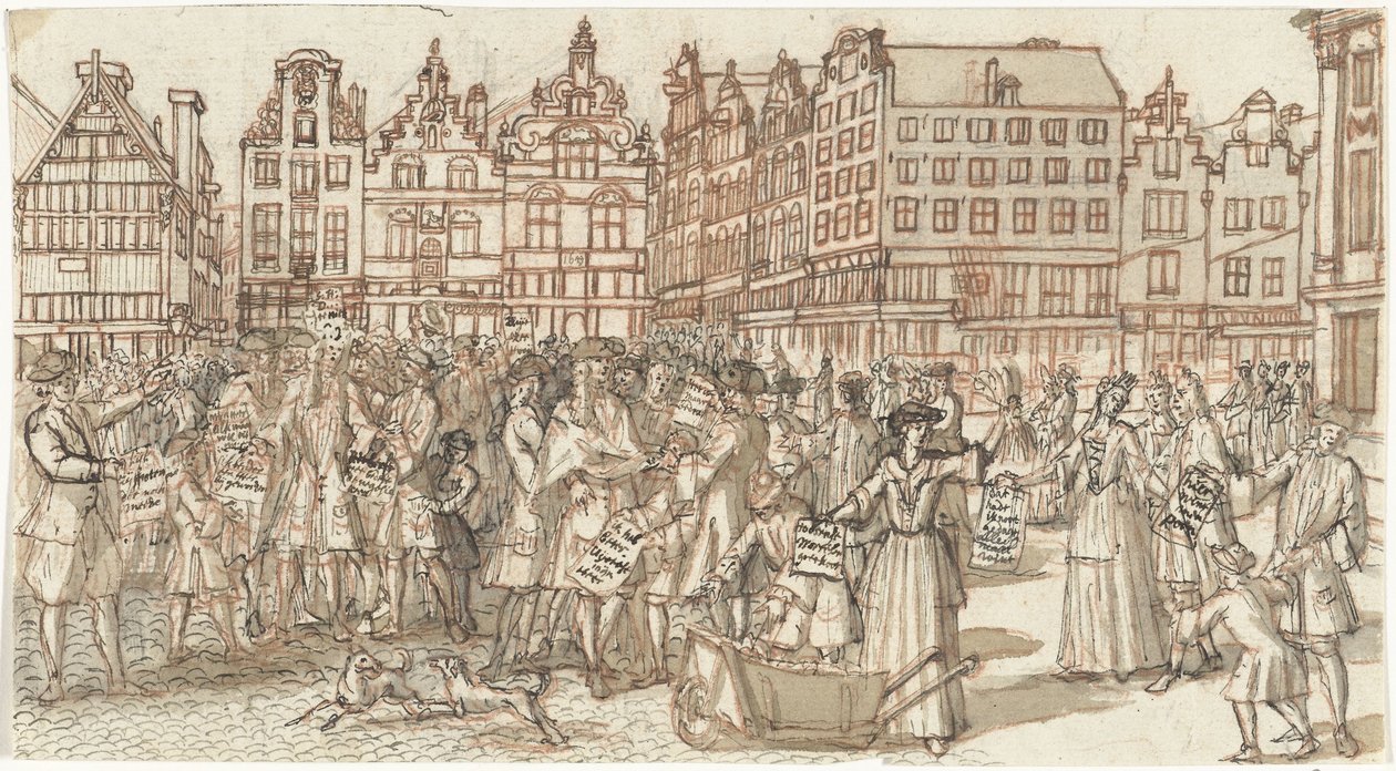 Wierzyciel i handlarz ubóstwem, 1720 Wielka scena szaleństwa (tytuł serii) autorstwa Anonymous