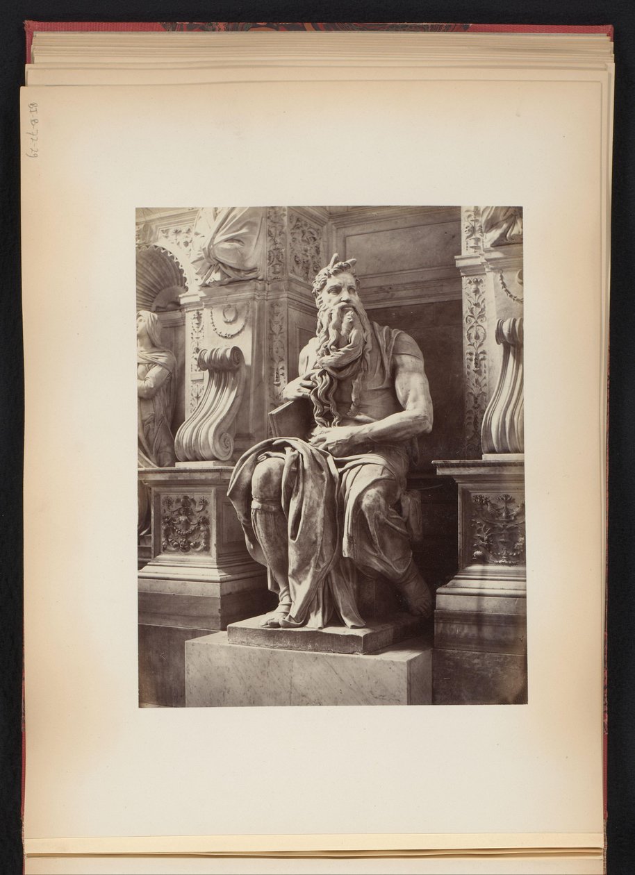Rzeźba Mojżesza autorstwa Michała Anioła, pomnik Juliusza II, S. Pietro in Vincoli w Rzymie, Włochy autorstwa Anonymous